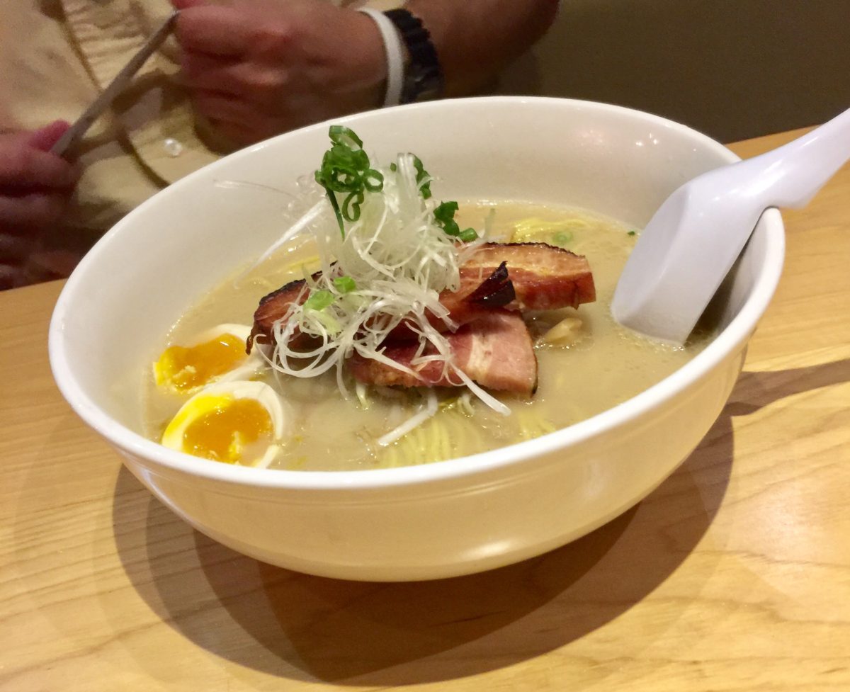 Tonkotsu: pork belly and light chicken broth seasoned with soy