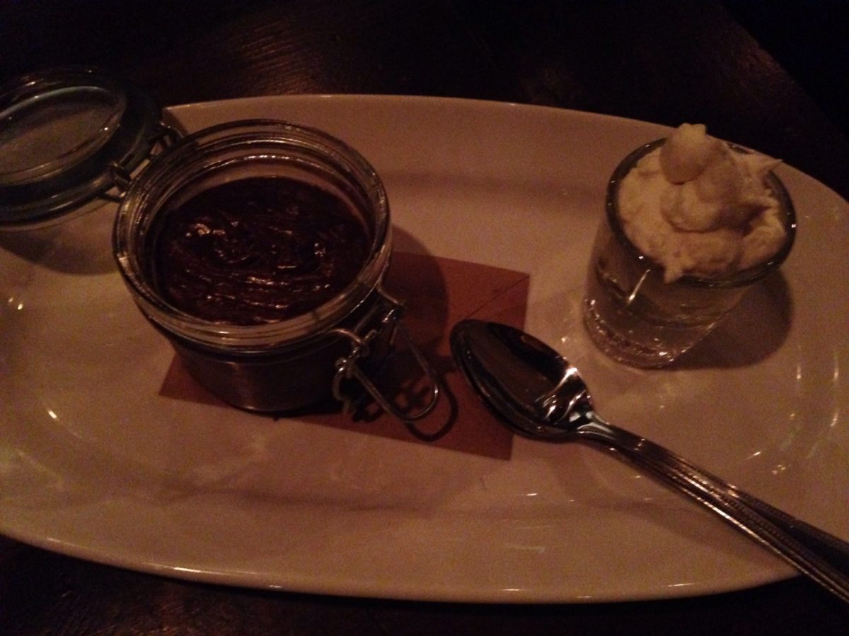 Henry’s Majestic Chocolate Stout Pudding with bourbon whipped cream